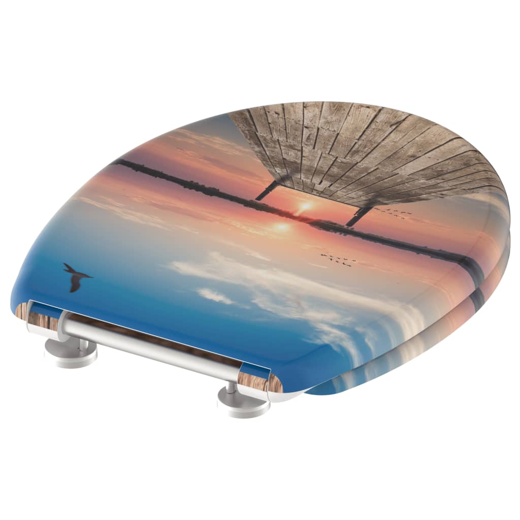 SCHÜTTE Toilet Seat with Soft-Close Quick Release SUNSET SKY - Bend
