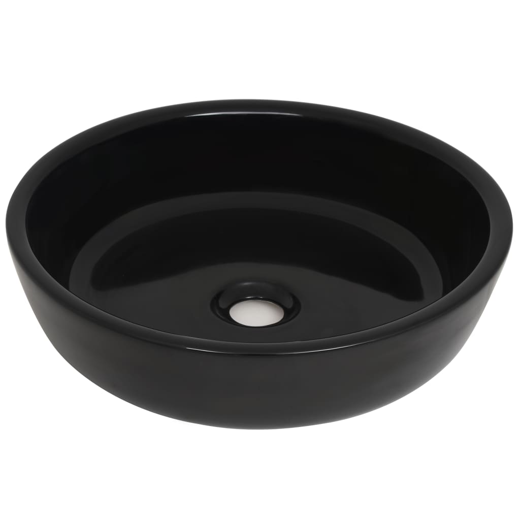 Basin Ceramic Round Black 42x12 cm