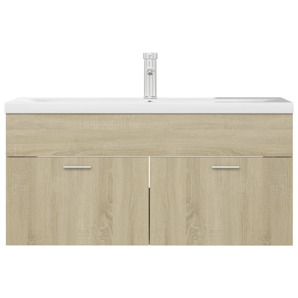 Sink Cabinet with Built-in Basin Sonoma Oak Engineered Wood