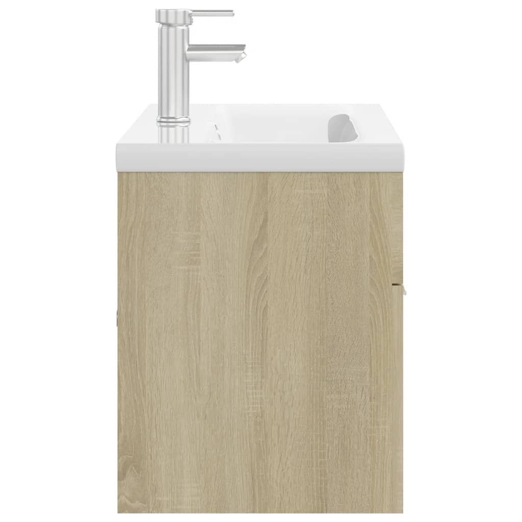 Sink Cabinet with Built-in Basin Sonoma Oak Engineered Wood