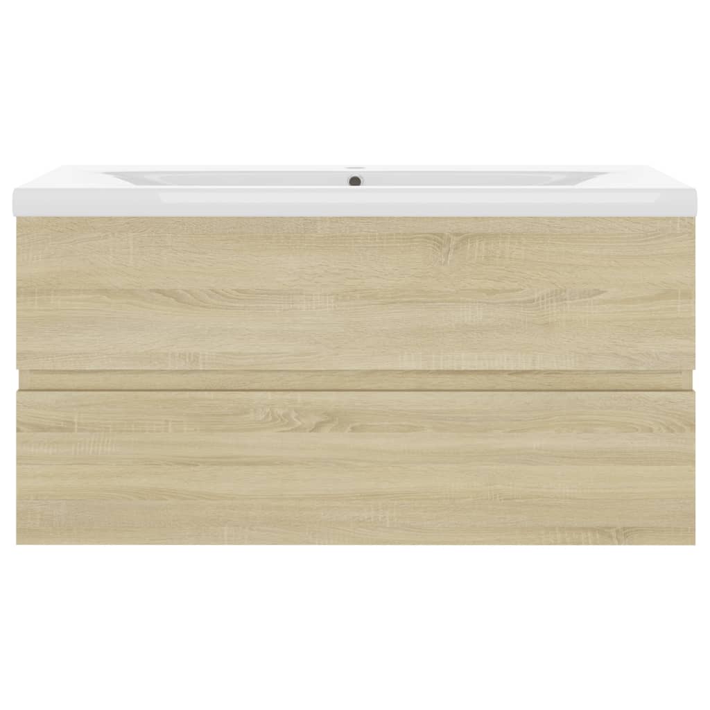 Sink Cabinet with Built-in Basin Sonoma Oak Engineered Wood