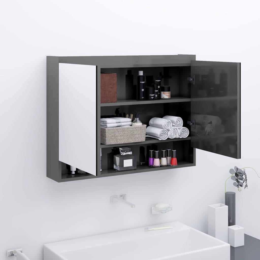 Bathroom Mirror Cabinet 80x15x60 cm MDF - Various Finishes - Bend