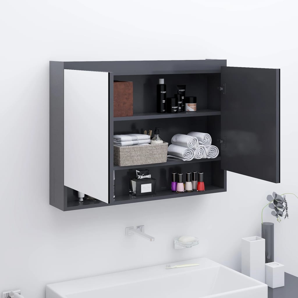 Bathroom Mirror Cabinet 80x15x60 cm MDF - Various Finishes - Bend