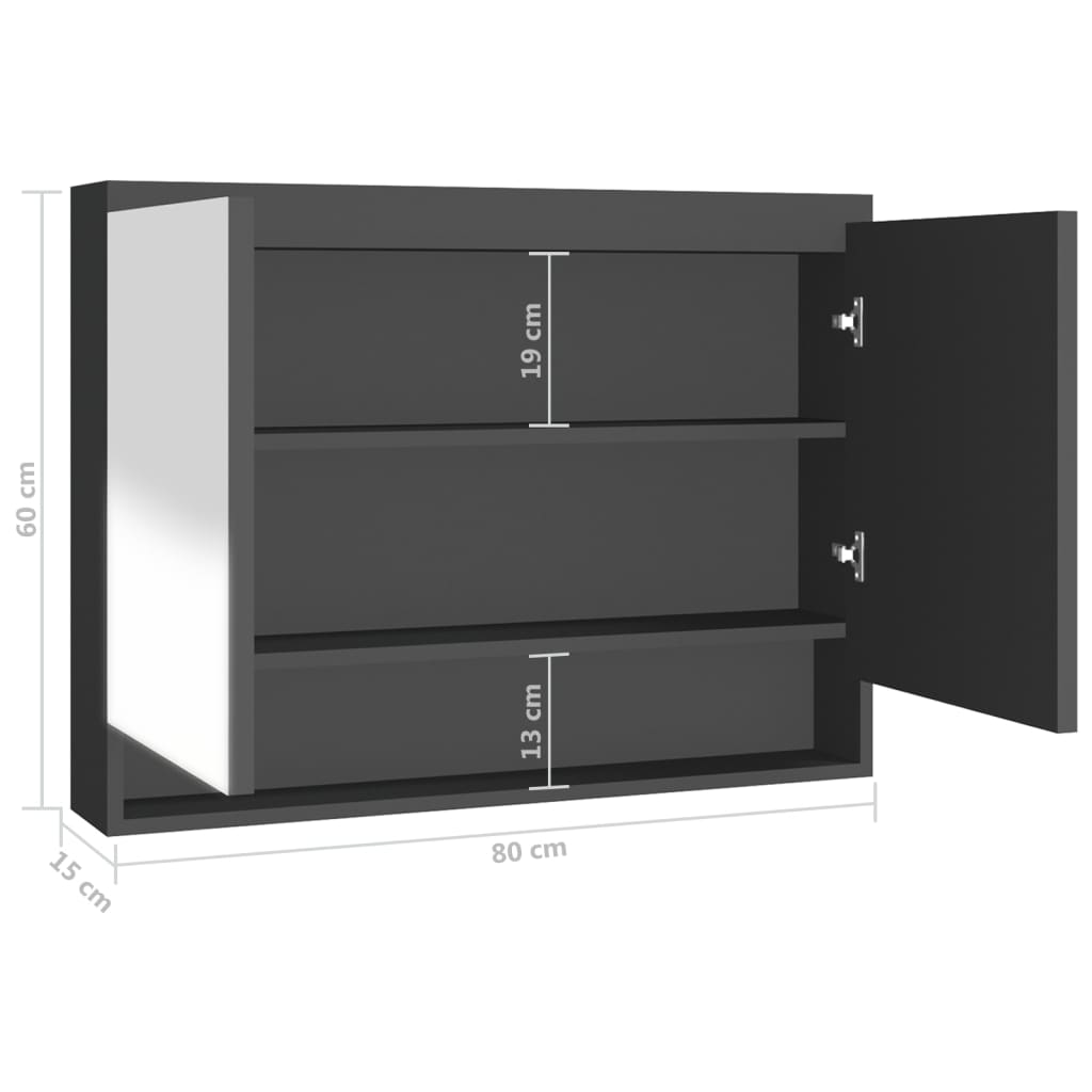 Bathroom Mirror Cabinet 80x15x60 cm MDF - Various Finishes - Bend