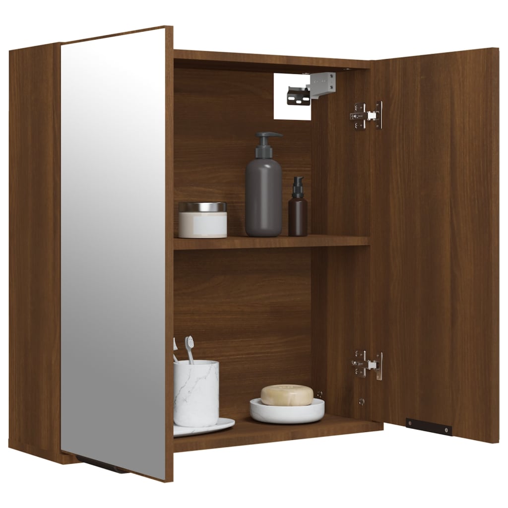 Bathroom Mirror Cabinet Brown Oak 64x20x67 cm - Bend