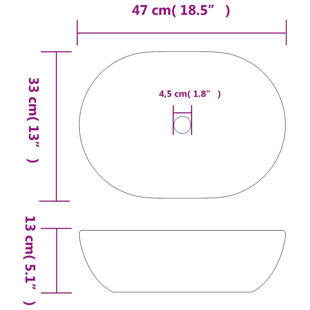 Countertop Basin Grey and Blue Oval 47x33x13 cm Ceramic