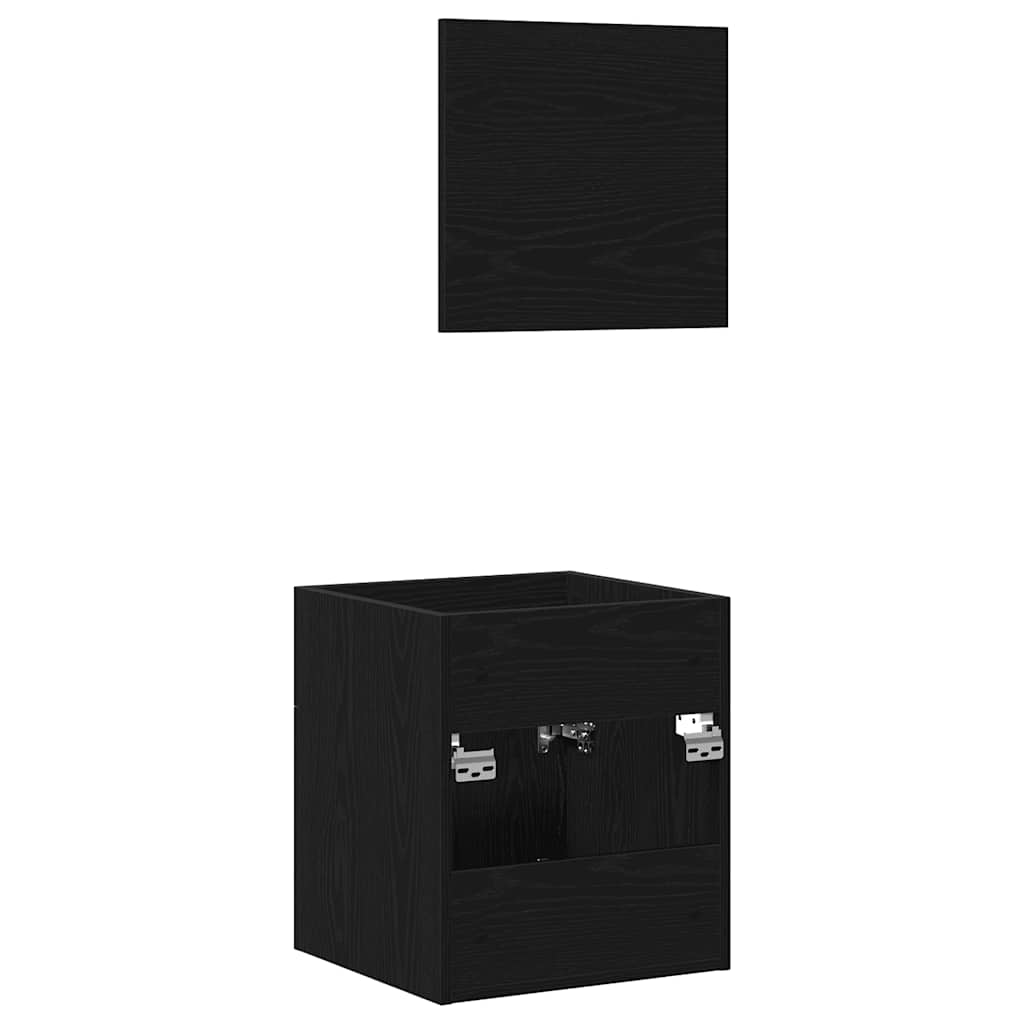 2 Piece Bathroom Furniture Set Black Oak Engineered Wood