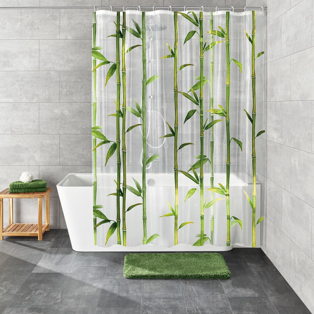 Shower Curtain Bamboo 180x200 cm Green