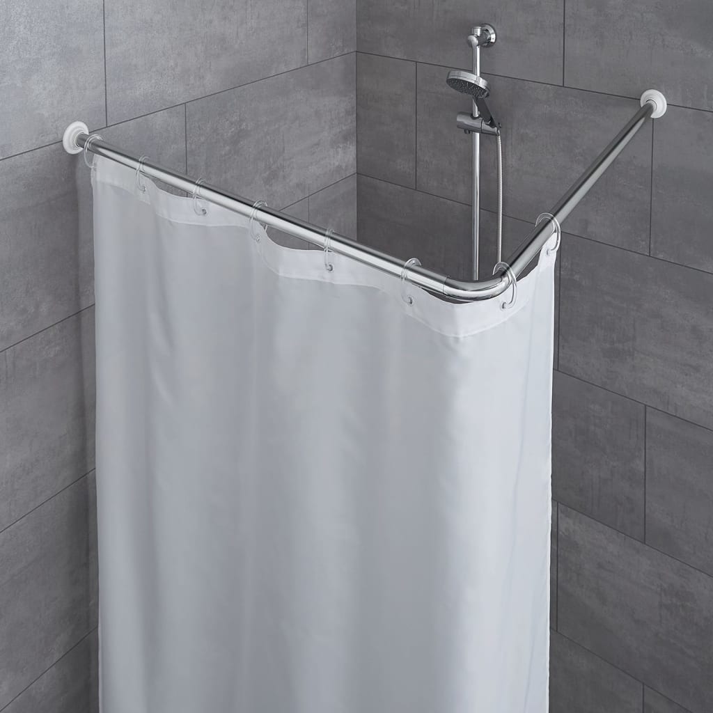 Corner Shower Curtain Rod 90x90 cm Chrome