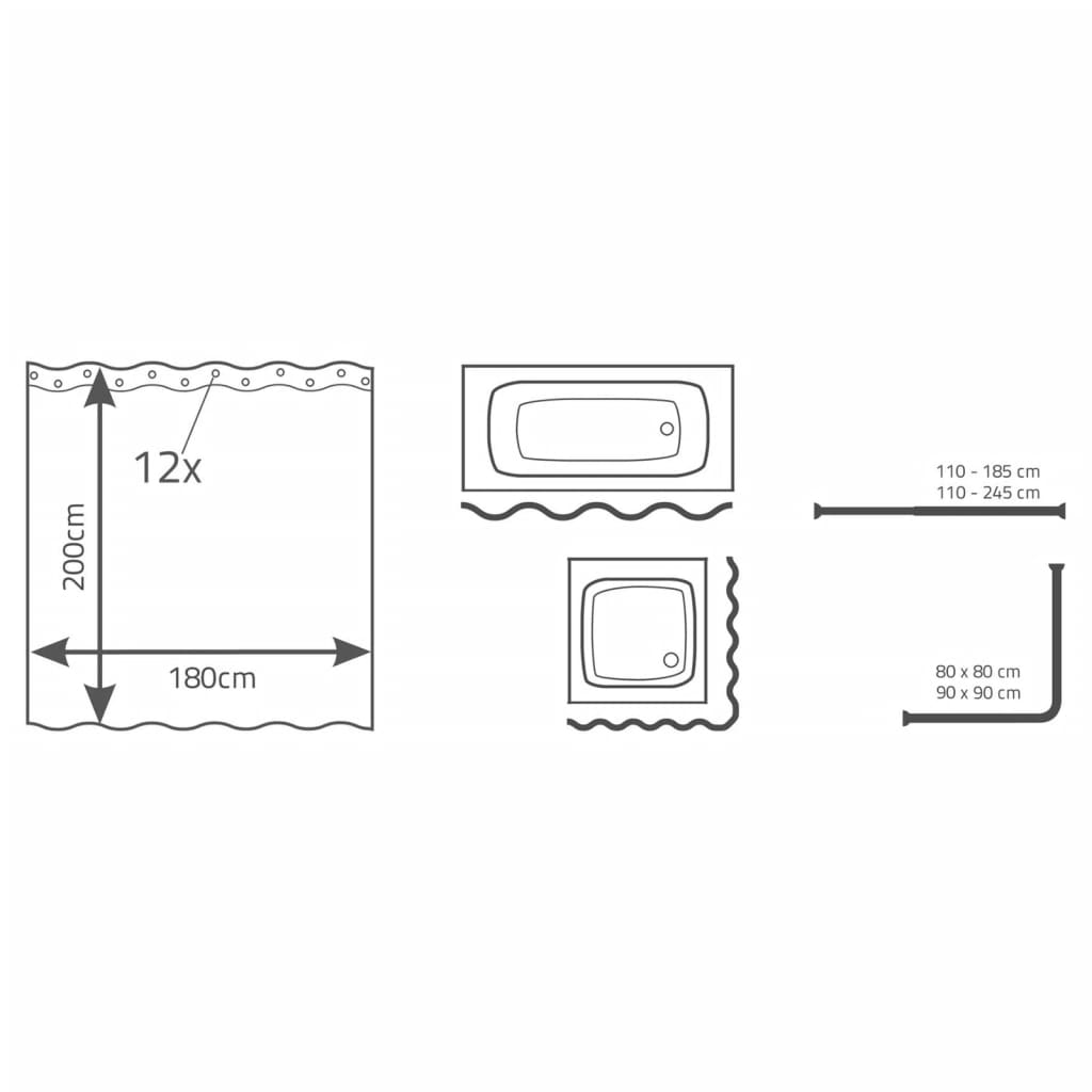 Shower Curtain Santorini 180x200 cm