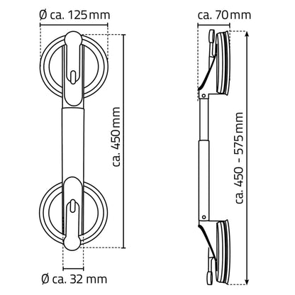 RIDDER Telescopic Suction Grab Rail 12.5 cm 100 kg A0150301 - Bend