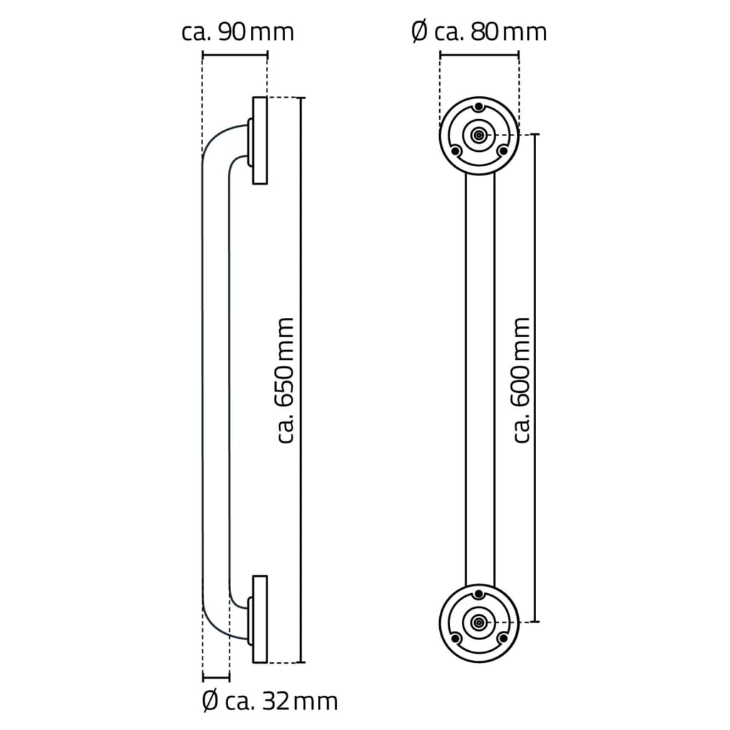 Grab Bar 60 cm Black Aluminium