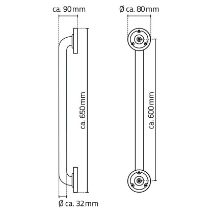 Grab Bar 60 cm Black Aluminium