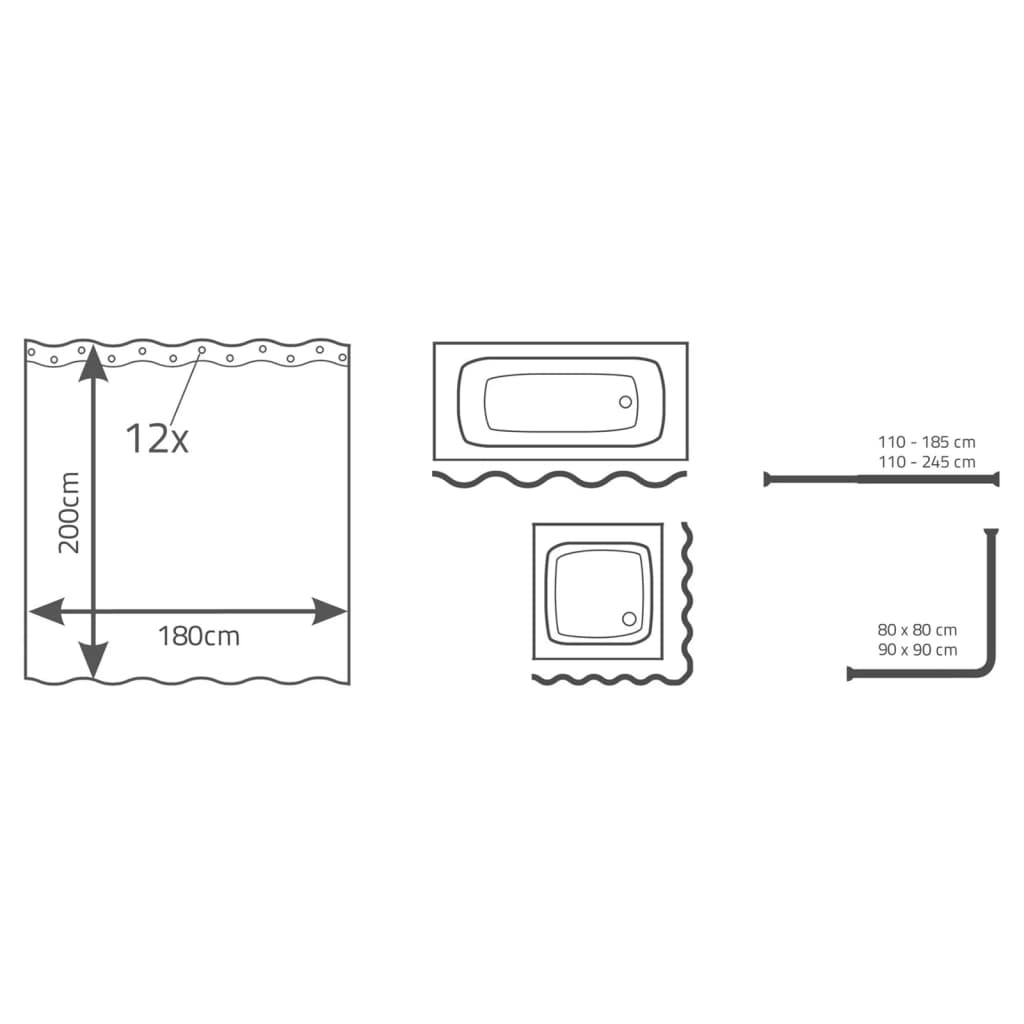 Shower Curtain Turtle 180x200 cm