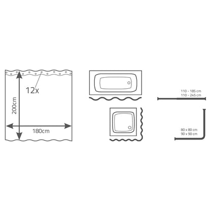 Shower Curtain Turtle 180x200 cm