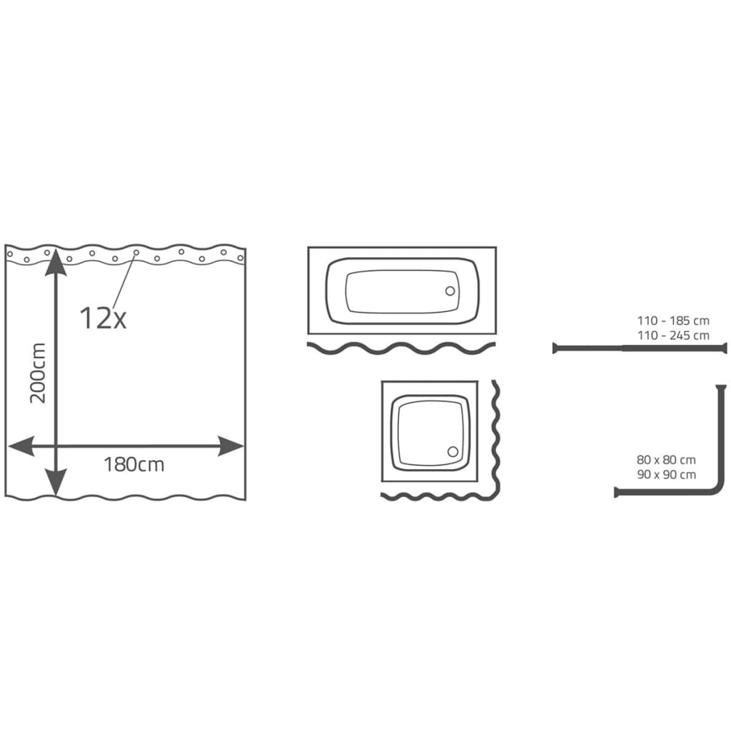 Shower Curtain Madison 180x200 cm