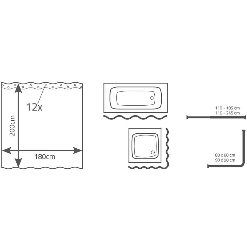 Shower Curtain Bambus 180x200 cm