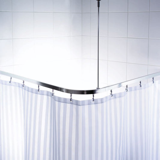 Universal Corner Shower Curtain Rail with Hooks Chrome 52500