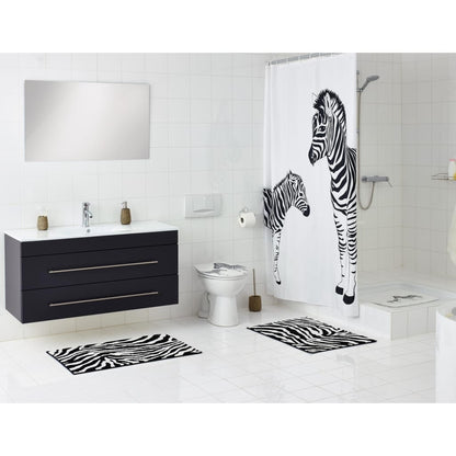 Bath Mat Zebra 38x72 cm White and Black