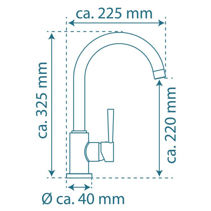 SCHÜTTE Kitchen Mixer Tap with Round Spout CORNWALL Matte Gold - Bend