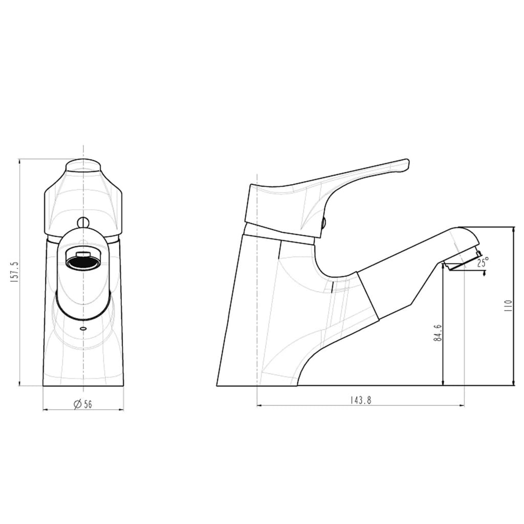 SCHÜTTE Basin Mixer with Pull-Out Spray ATTICA Chrome - Bend