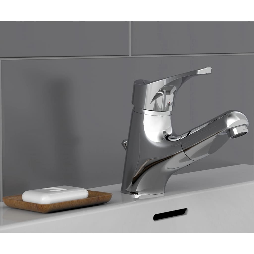 SCHÜTTE Basin Mixer with Pull-Out Spray ATTICA Chrome - Bend