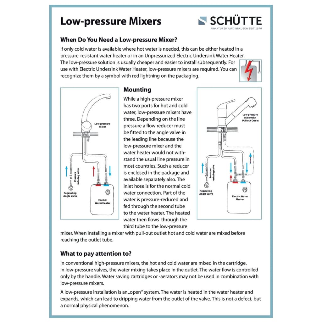 SCHÜTTE Sink Mixer FALCON Low Pressure Chrome - Bend