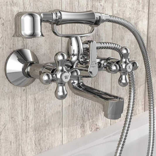 SCHÜTTE 2-Handle Bath Mixer with Hand Shower ELK Chrome