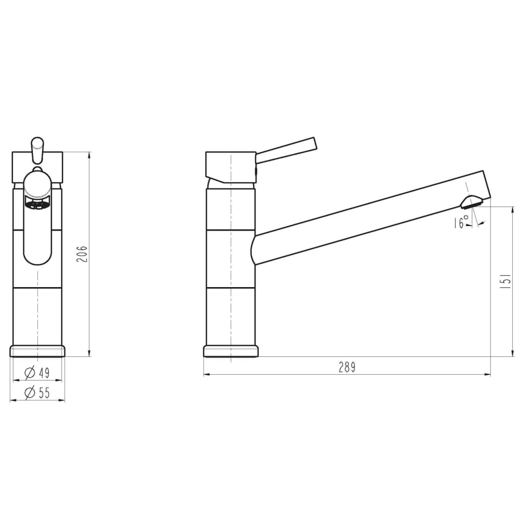 SCHÜTTE Sink Mixer UNICORN Low Pressure Chrome - Bend