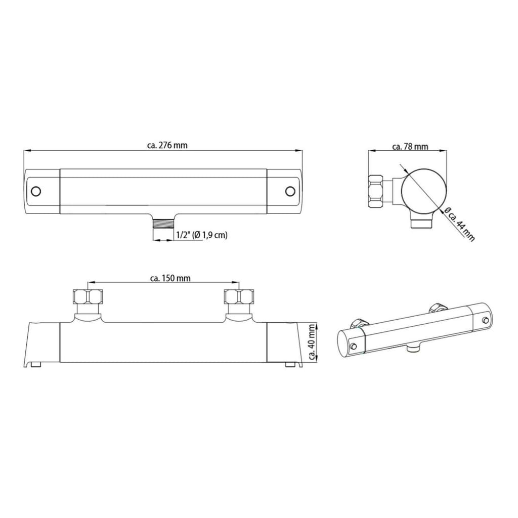 SCHÜTTE Thermostatic Shower Mixer VITA Chrome - Bend