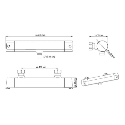 SCHÜTTE Thermostatic Shower Mixer VITA Chrome - Bend