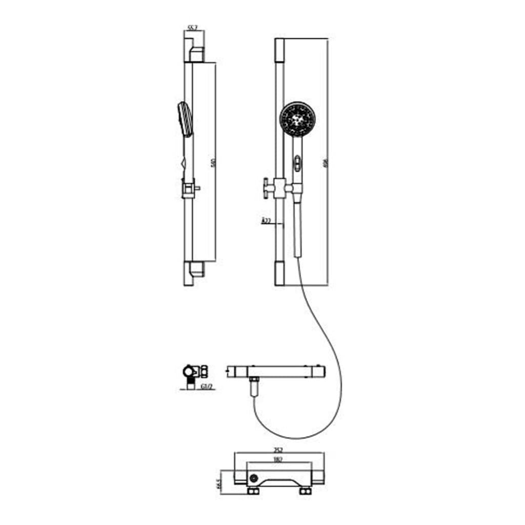 SCHÜTTE Shower Bar Set AQUA 2 SAVE Chrome - Bend