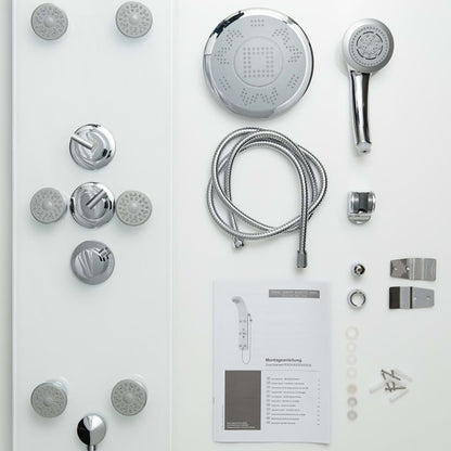 SCHÜTTE Glass Shower Panel with Thermostatic Mixer LANZAROTE White