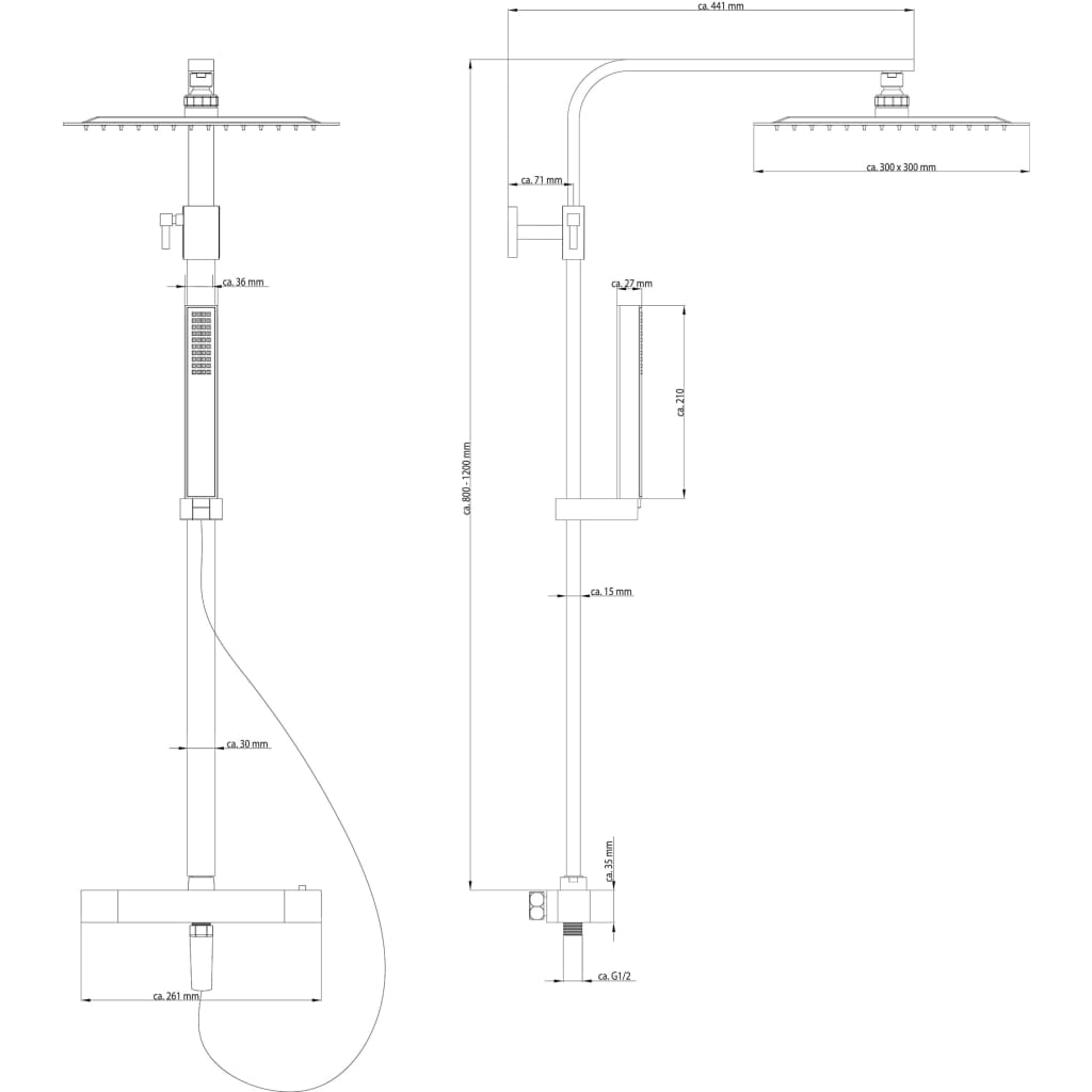 SCHÜTTE Thermostatic Dual Shower System SUMBA - Bend