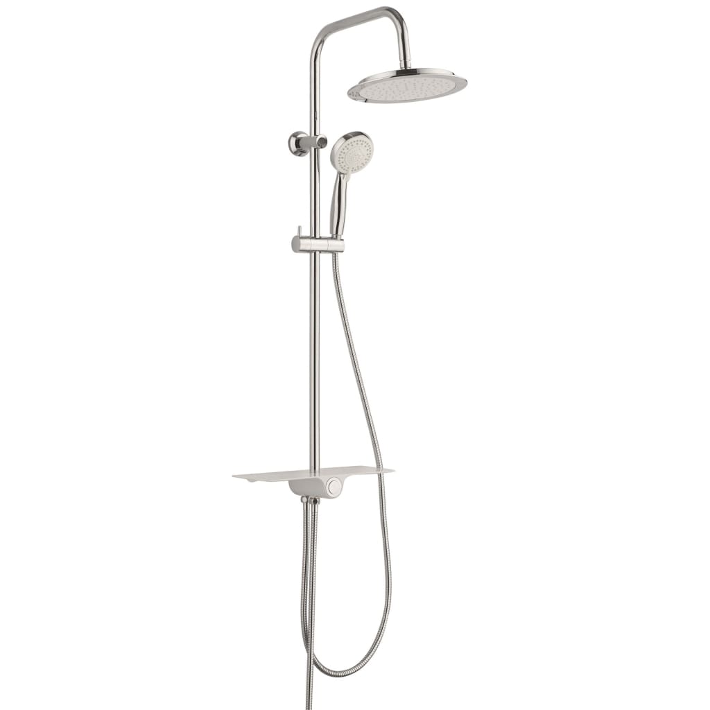 AQUASTAR Chrome-White Shower Set with Storage Tray - Bend