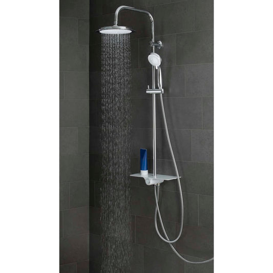 AQUASTAR Chrome-White Shower Set with Storage Tray - Bend