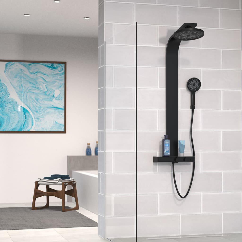 SCHÜTTE SAMOA RAIN Overhead Shower Set in Matte Black - Bend