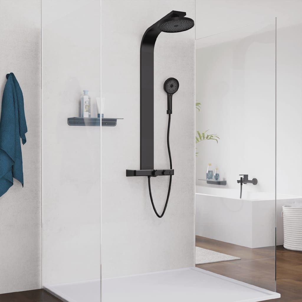 SCHÜTTE SAMOA RAIN Overhead Shower Set in Matte Black - Bend