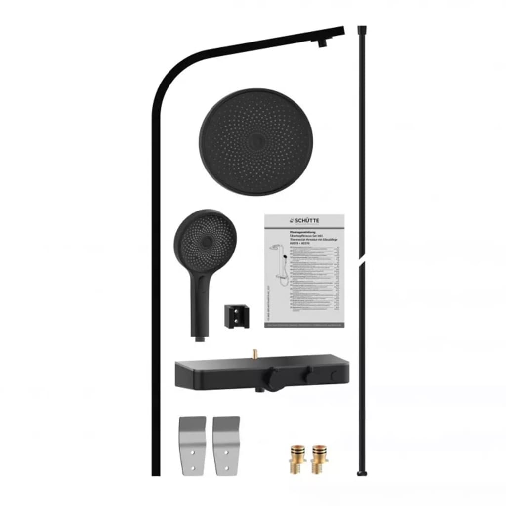 SCHÜTTE SAMOA RAIN Overhead Shower Set in Matte Black - Bend