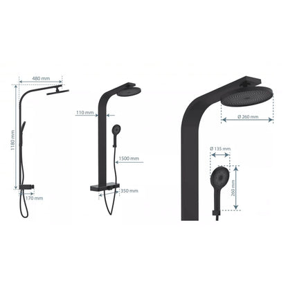 SCHÜTTE SAMOA RAIN Overhead Shower Set in Matte Black - Bend