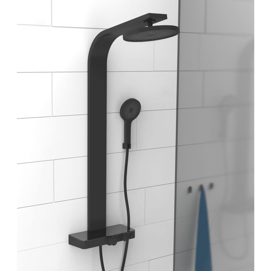 SCHÜTTE SAMOA RAIN Overhead Shower Set in Matte Black - Bend