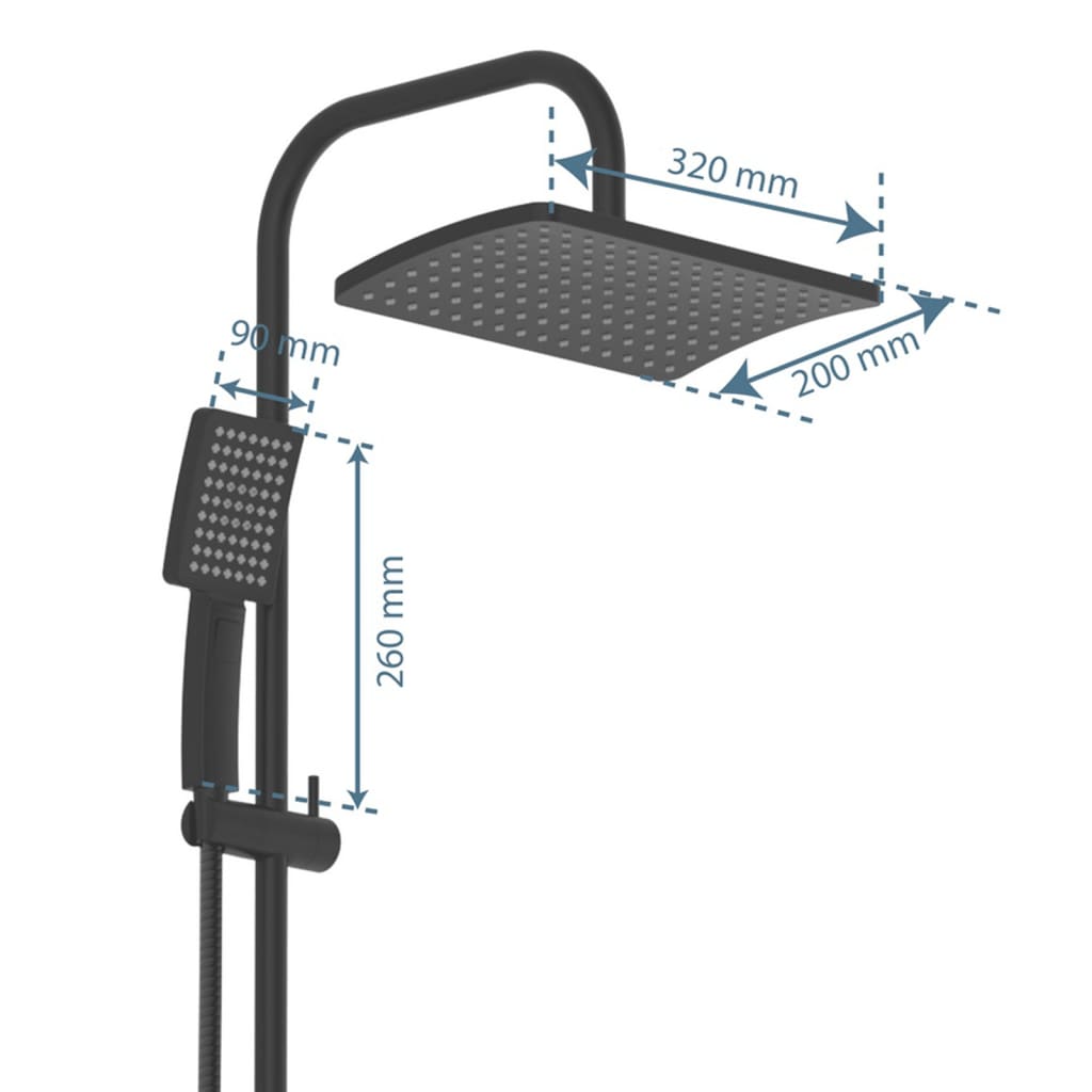 SCHÜTTE Overhead Shower Set MALLORCA Matte Black