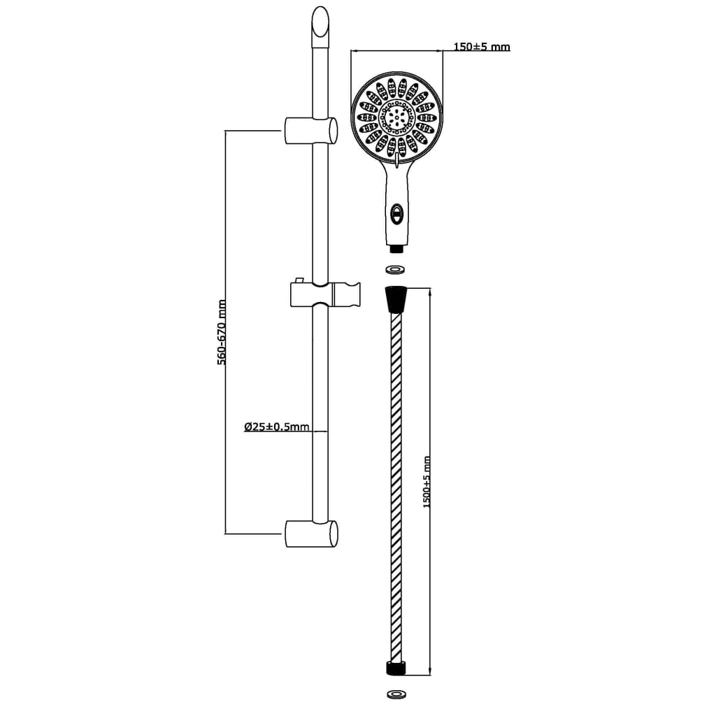 SCHÜTTE Shower Rail Set FLORENZ Chrome - Bend