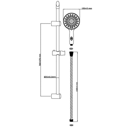 SCHÜTTE Shower Rail Set FLORENZ Chrome - Bend