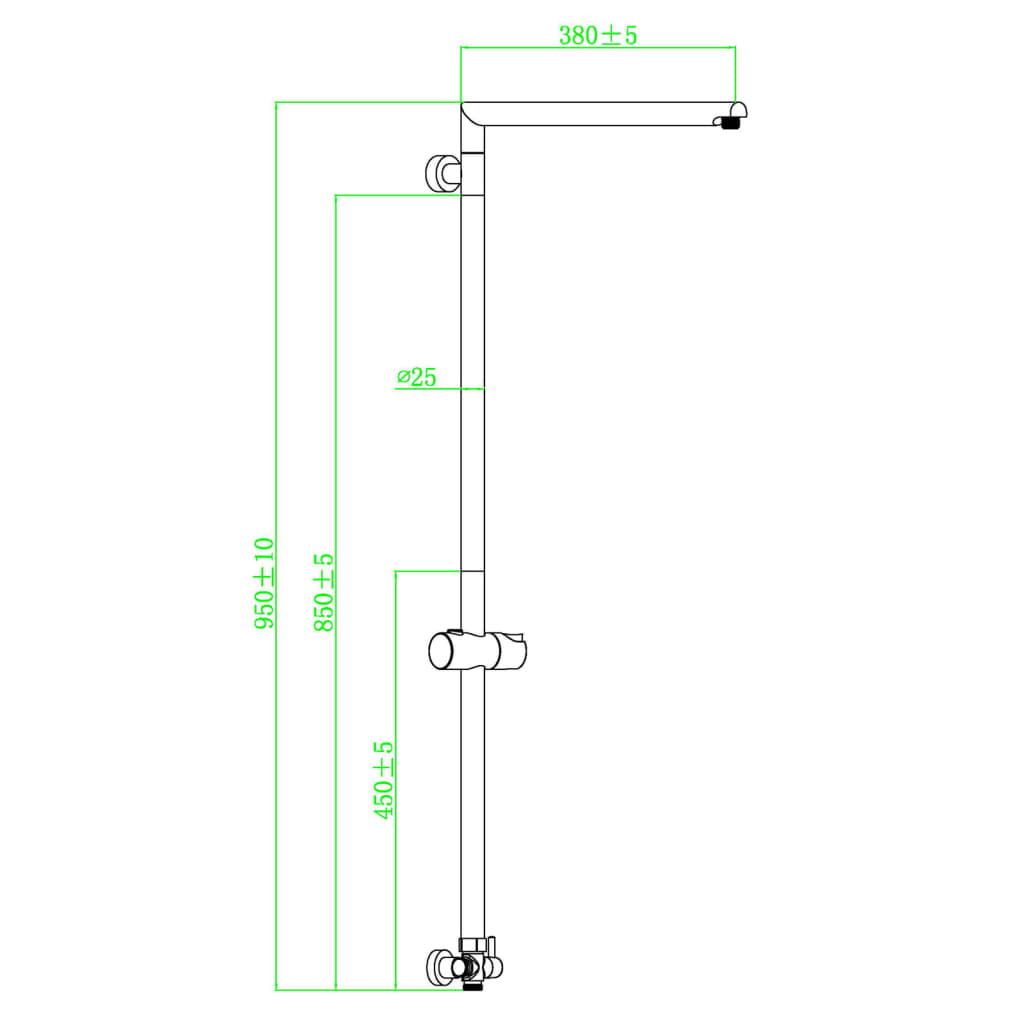 SCHÜTTE Overhead Shower Bar MARSEILLE Chrome - Bend