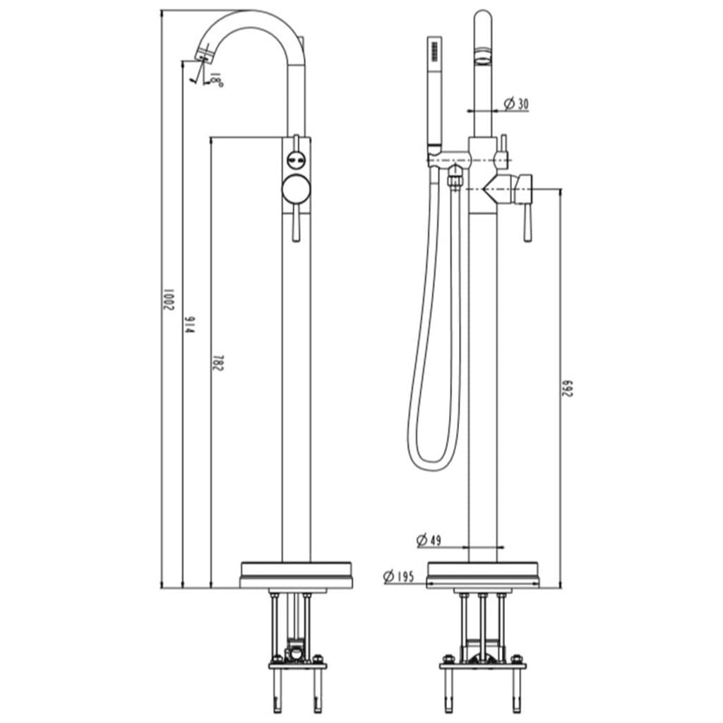 SCHÜTTE Bath Shower Mixer Tap with Shower Set CORNWALL Chrome - Bend