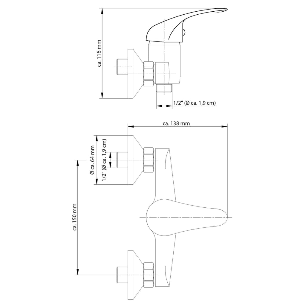 SCHÜTTE Shower Mixer MAGNA Chrome - Bend