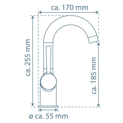 SCHÜTTE Basin Mixer CORNWALL with Lateral Handle Matte Black