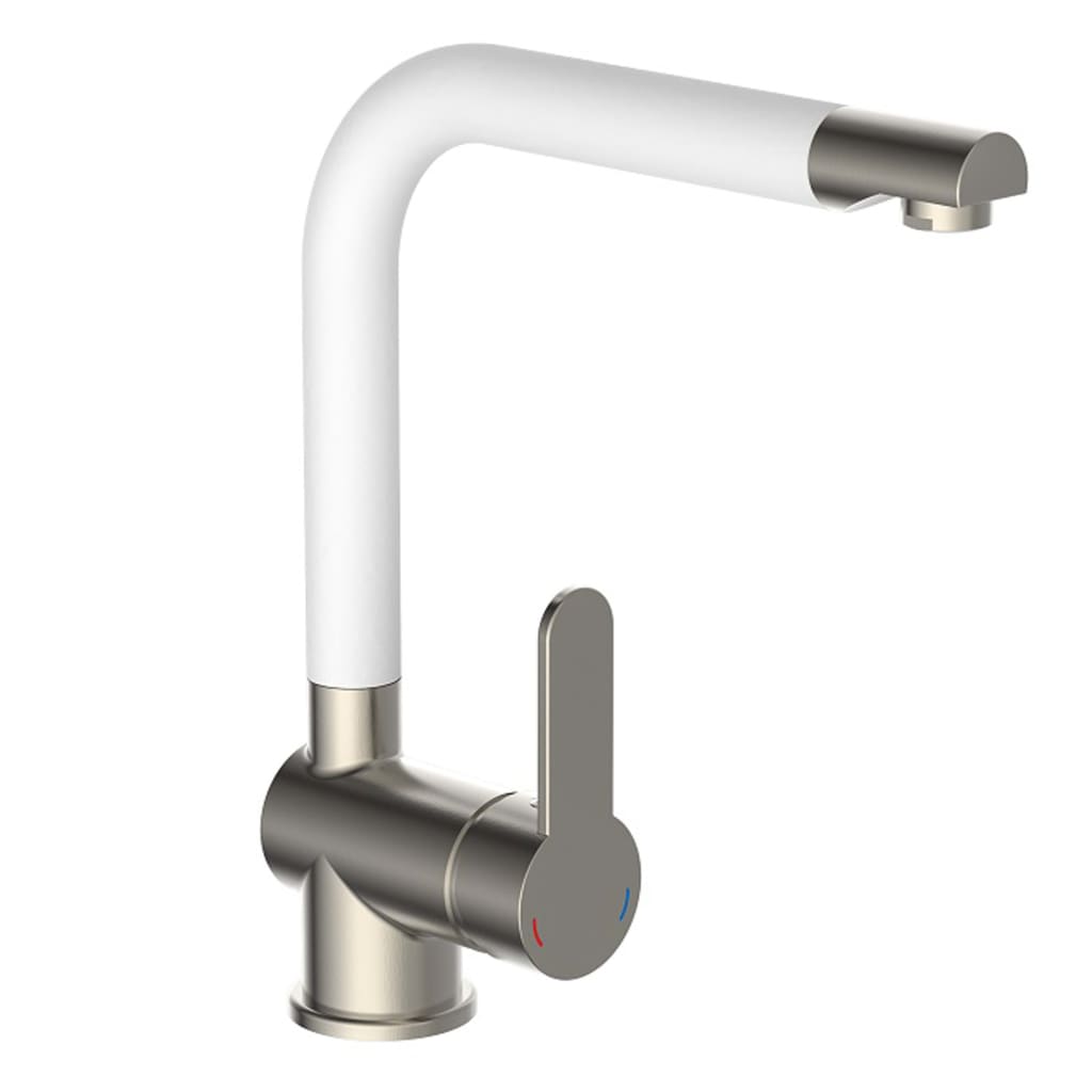 SCHÜTTE Sink Mixer with High Spout RIO Stainless Steel White Matt - Bend