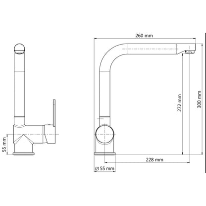 SCHÜTTE Sink Mixer "RIO" Stainless Steel and Black Mat